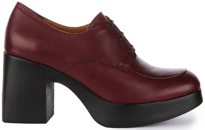 JUSTINREESS Rylan Chaussures Oxford en cuir à lacets pour femmes en bordeaux