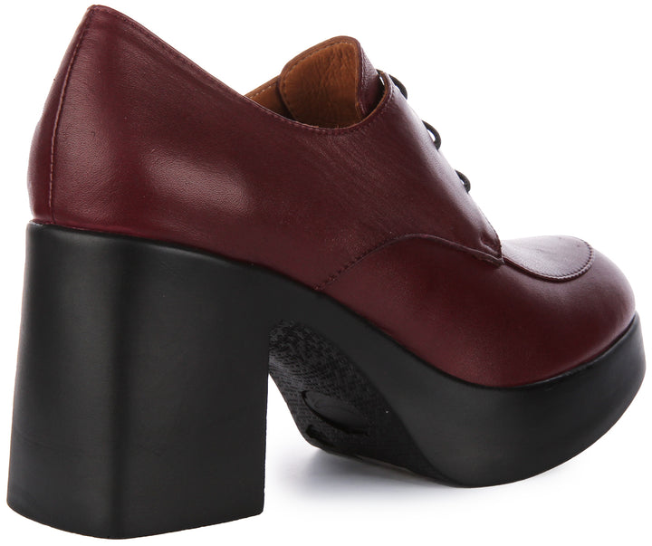 JUSTINREESS Rylan Zapatos Oxford de cordones de piel para mujer en bordeaux