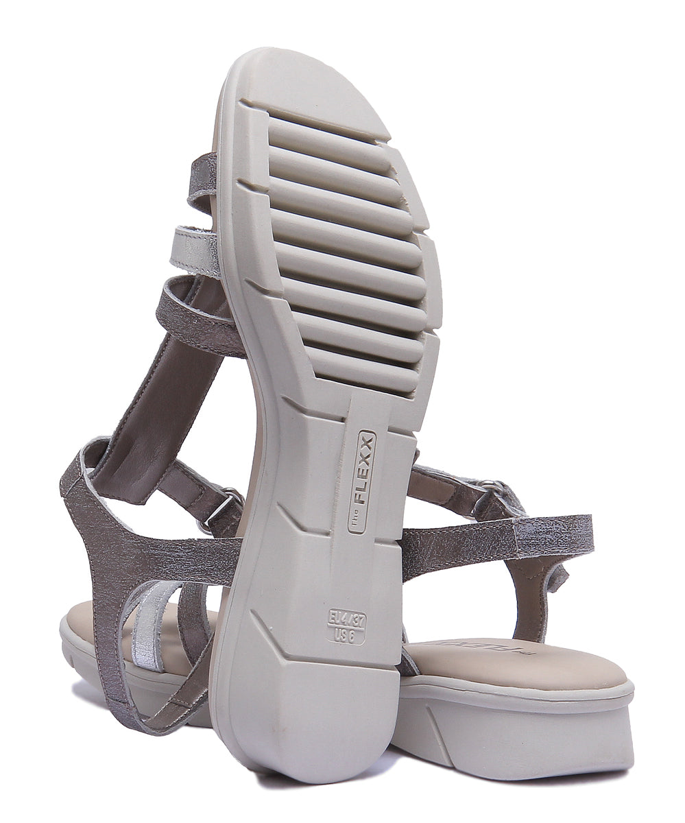 Flexx Bubu Set Sandale pour femmes en cuir bronze avec lanière à la cheville