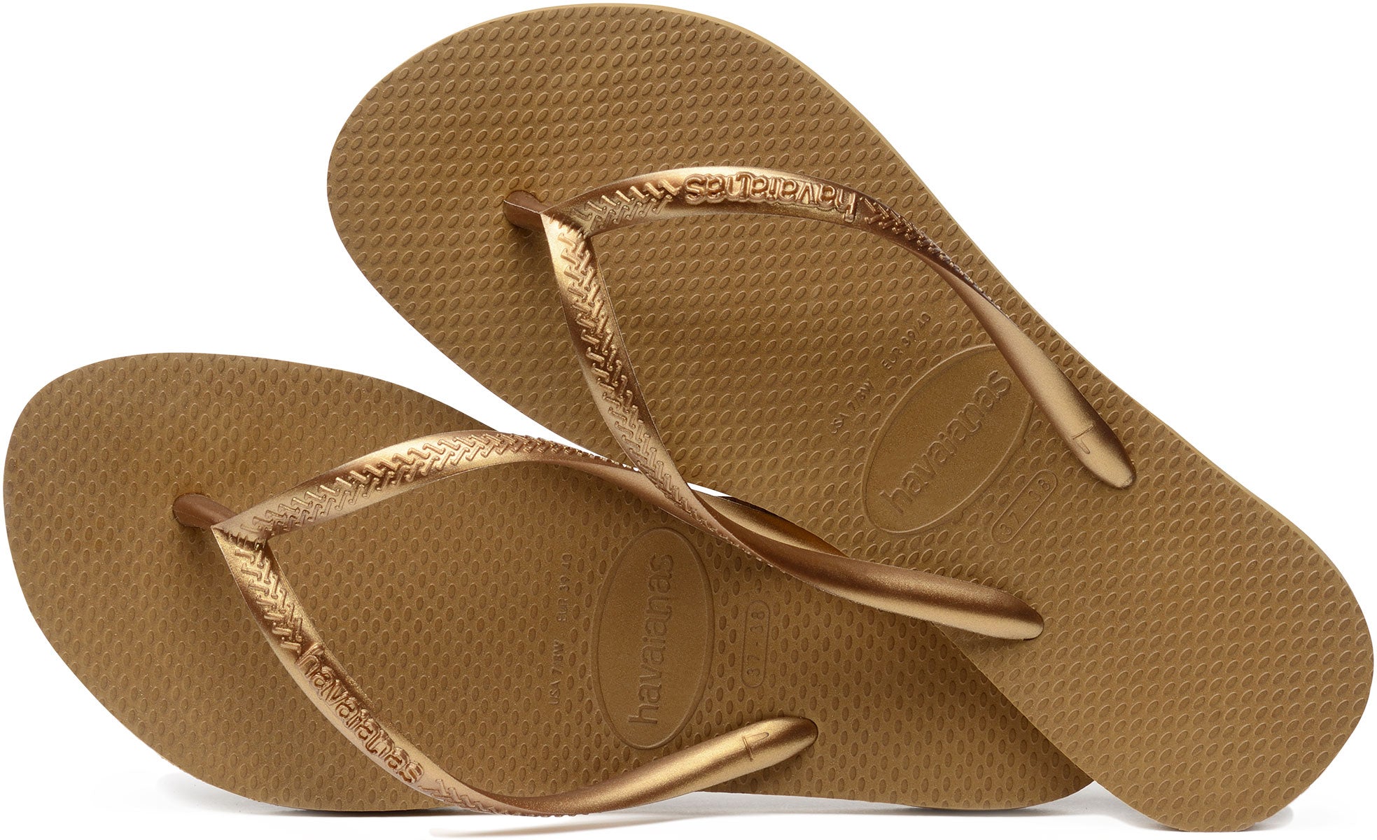 Havaianas gold 2024 slim flip flops