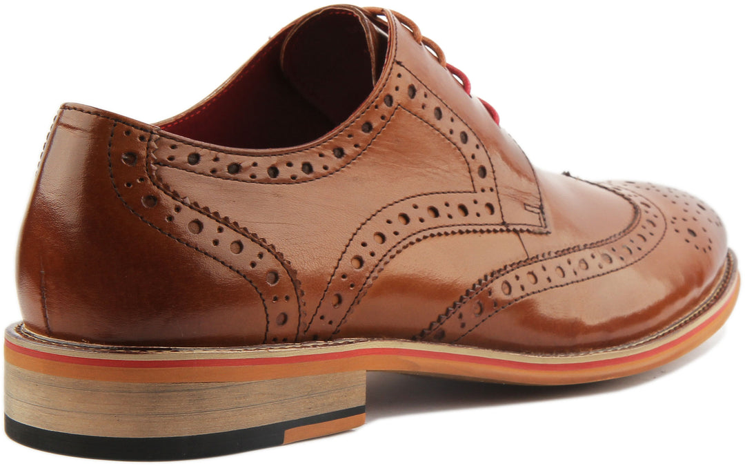 Justin Reece England Dover In Brown | Lace up Mens Wingtip Brogues ...