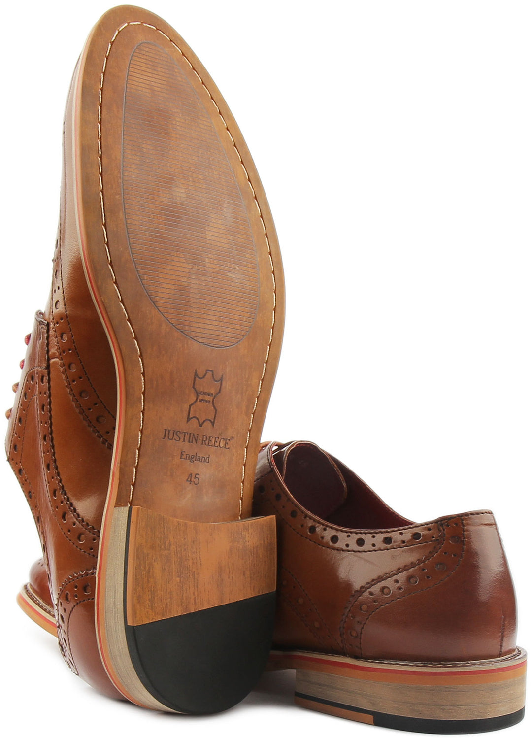 JUSTINREESS Dover Zapatos brogue de piel con cordones para hombre en marrón