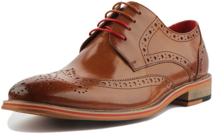 JUSTINREESS Dover Chaussures à lacets en cuir brogue pour hommes dans la brun