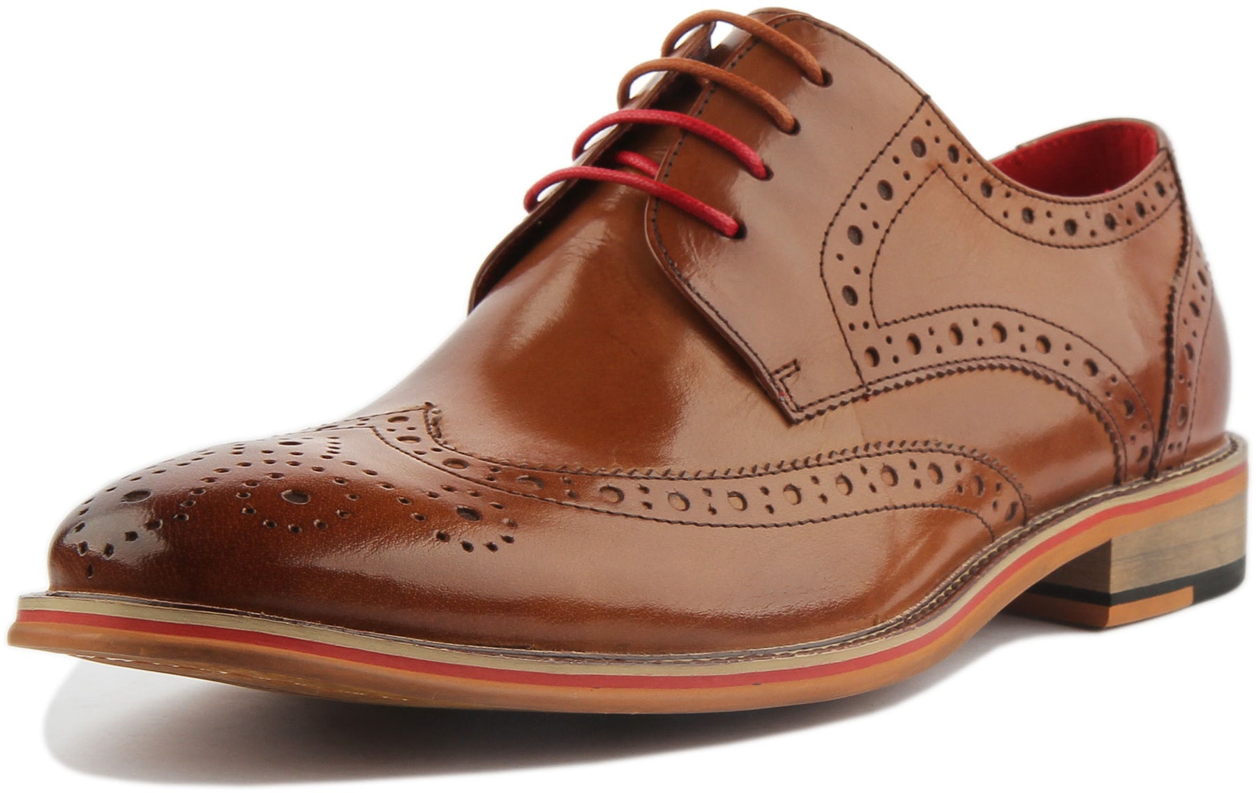 Justin Reece England Dover In Brown | Lace up Mens Wingtip Brogues ...