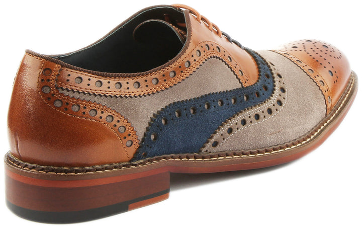 JUSTINREESS Smith Chaussures brogue en cuir à lacets pour hommes en brun