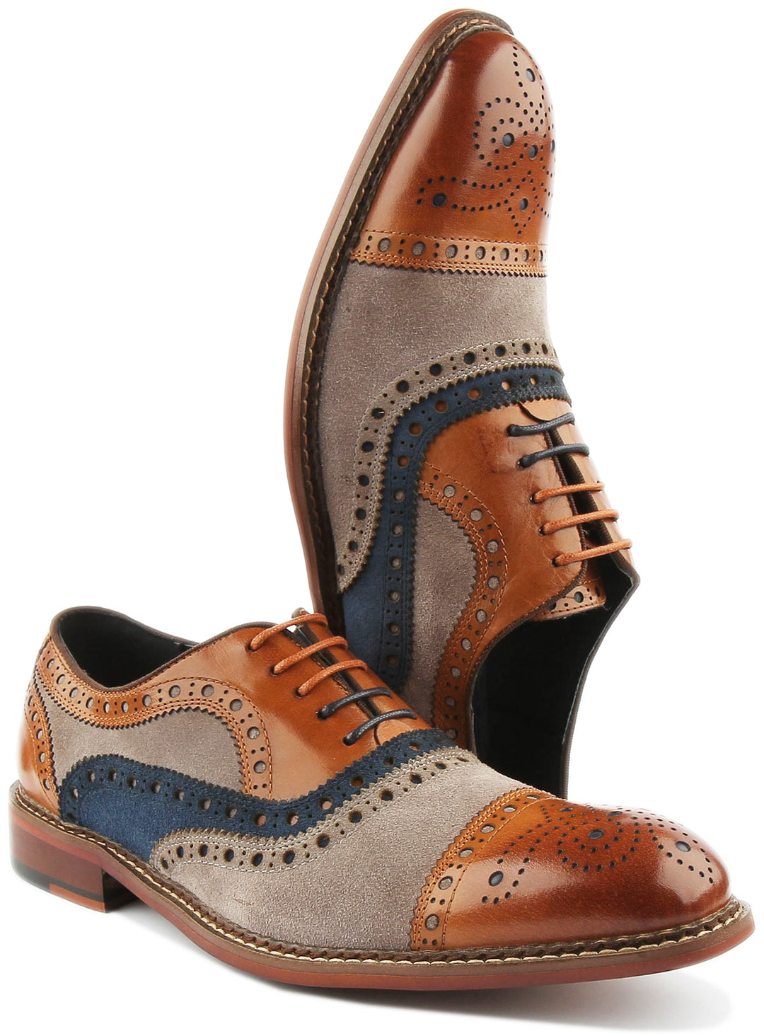 JUSTINREESS Smith Chaussures brogue en cuir à lacets pour hommes en brun