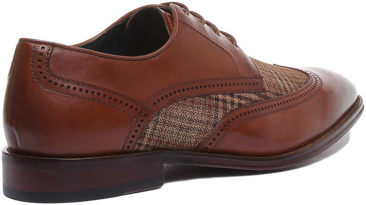 JUSTINREESS Curtis Zapatos de cordón de cuero de dos tonos con punta de cincel para hombre en marrón