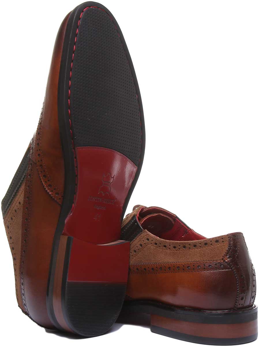 JUSTINREESS Jake Chaussures Brogue en cuir à lacets pour hommes en brun