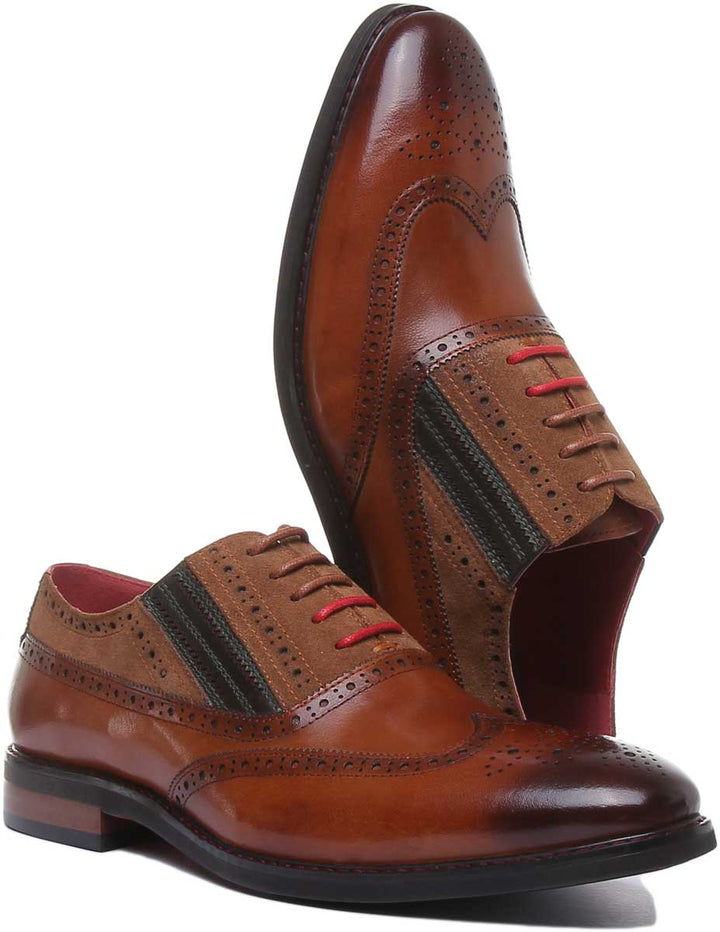 JUSTINREESS Jake Chaussures Brogue en cuir à lacets pour hommes en brun