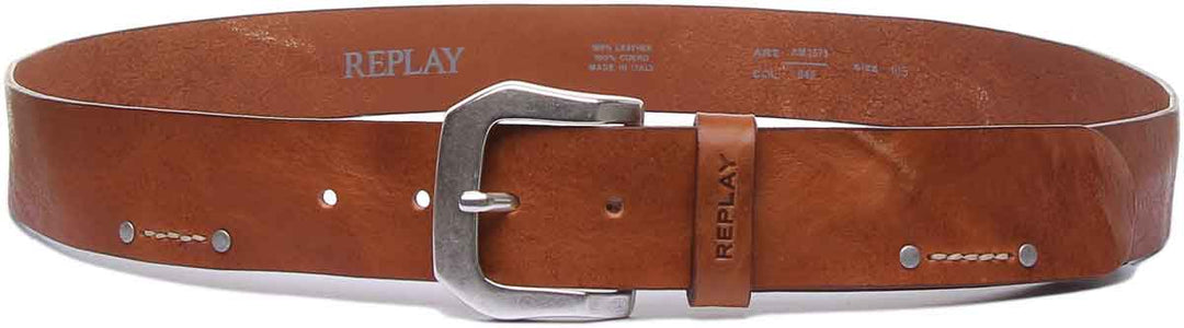 Replay AM2573.000 V tage Ledergürtel für Männer braun – 4feetshoes