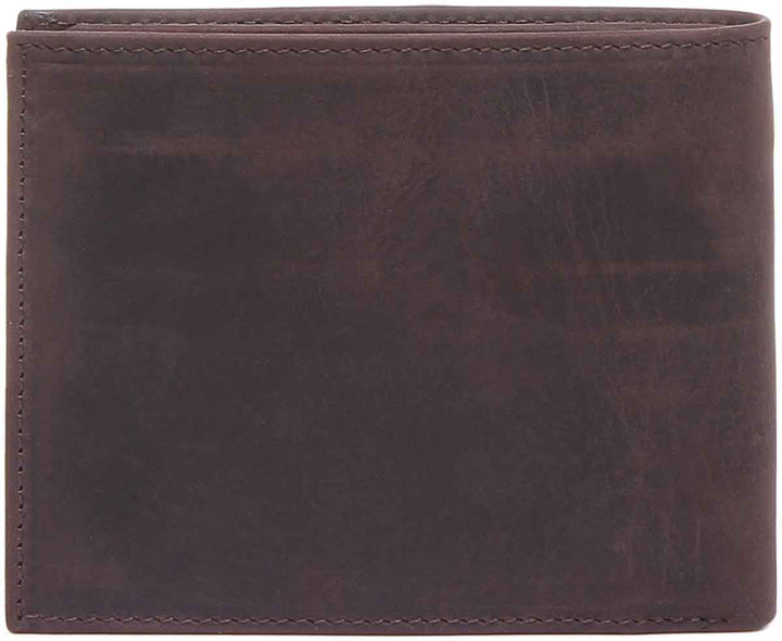 JUSTINREESS Portefeuille en cuir pour hommes avec compartiment à billets en brun foncé