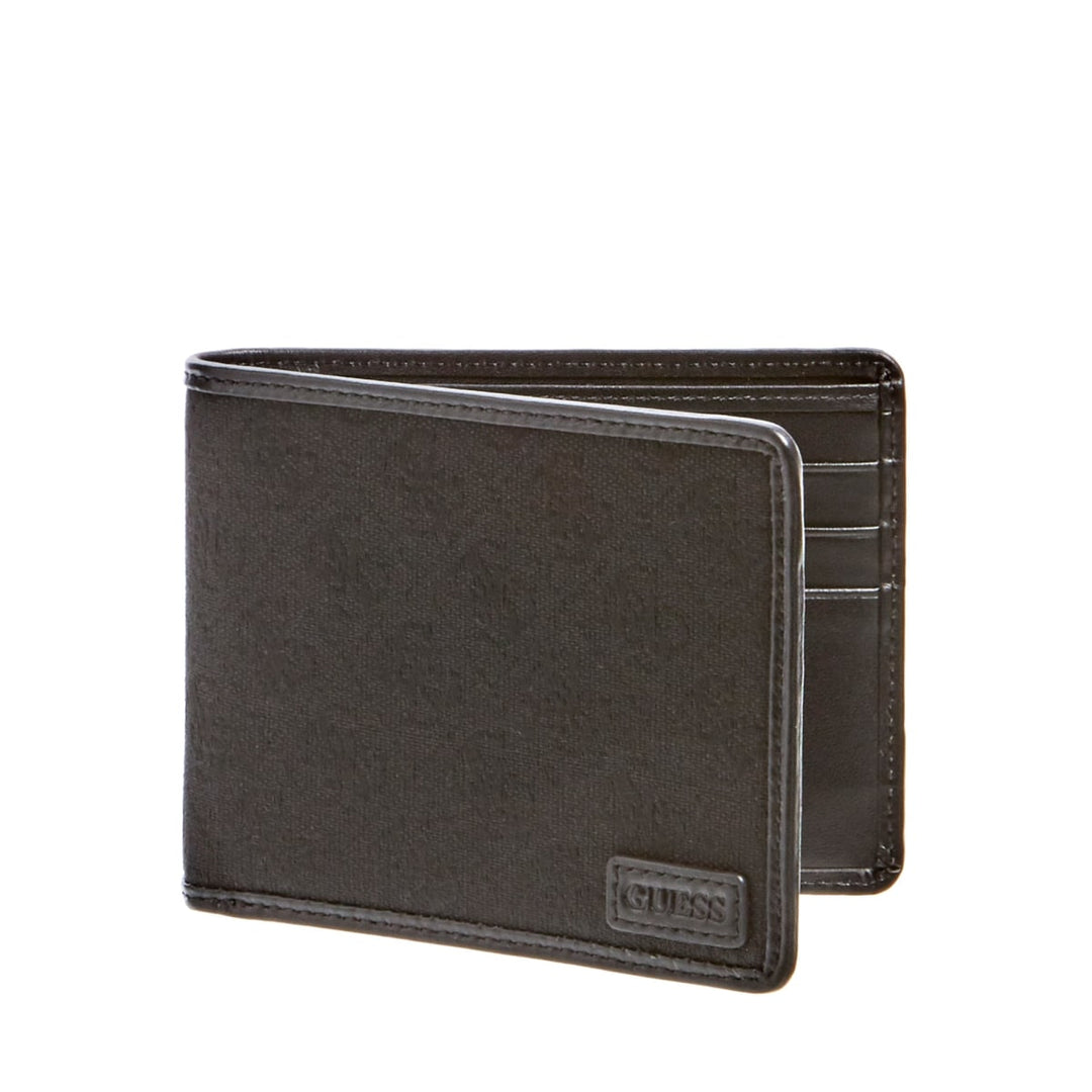 Guess Dan Logo Men's Flat Billfold Leather Wallet In Brown