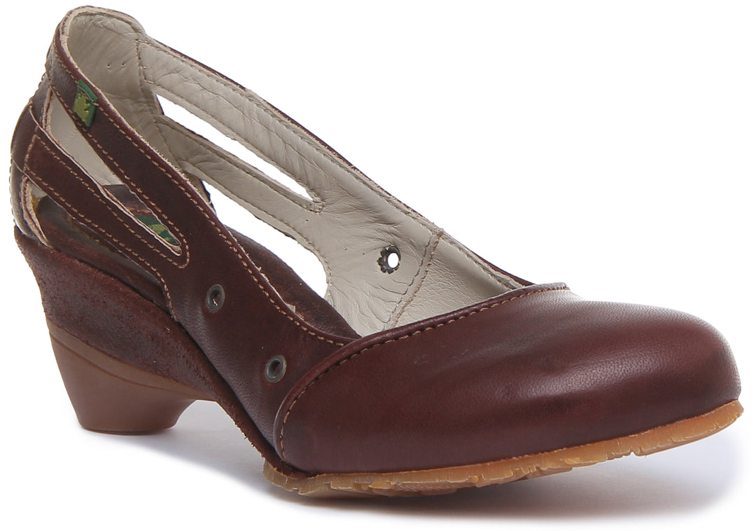 El Naturalista N550 Zapatos de tacón bajo de piel para mujer en marrón