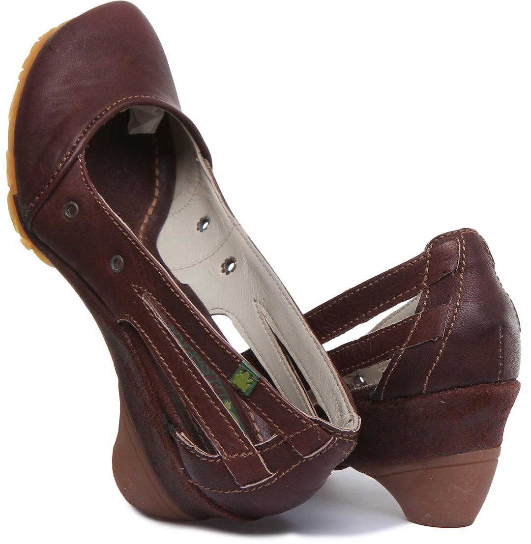 El Naturalista N550 Chaussures à talon bas en cuir pour femmes en marron