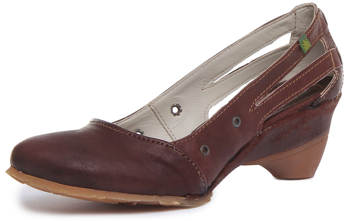 El Naturalista N550 Zapatos de tacón bajo de piel para mujer en marrón