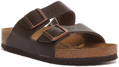 Birkenstock Arizona Natural Leather In Brown For Women | Narrow Fit