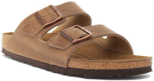 Birkenstock Arizona Natural Leather In Brown For Women | Narrow Fit