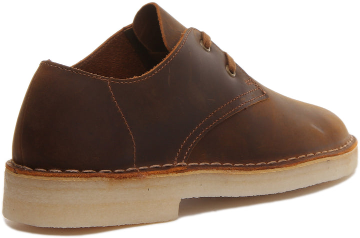 Clarks Originals Desert Khan Chaussures en cuir à lacets à deux œillets pour hommes en marron