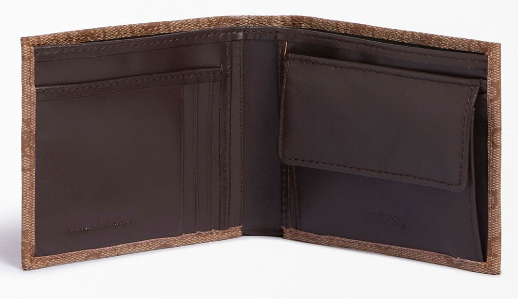 Guess Vezzola Wallet with Coin Pocket In Brown For Men