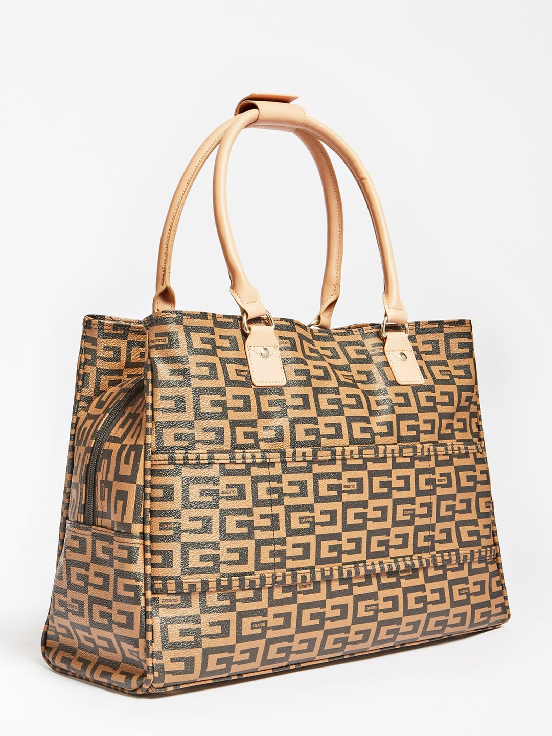 Guess Logo Shopper Bag In Brown For Women