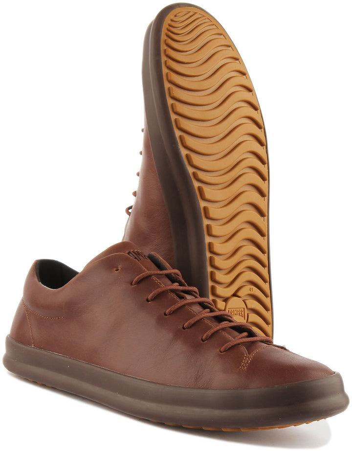 Camper Chasis Zapatos de piel con cordones para hombre en marrón