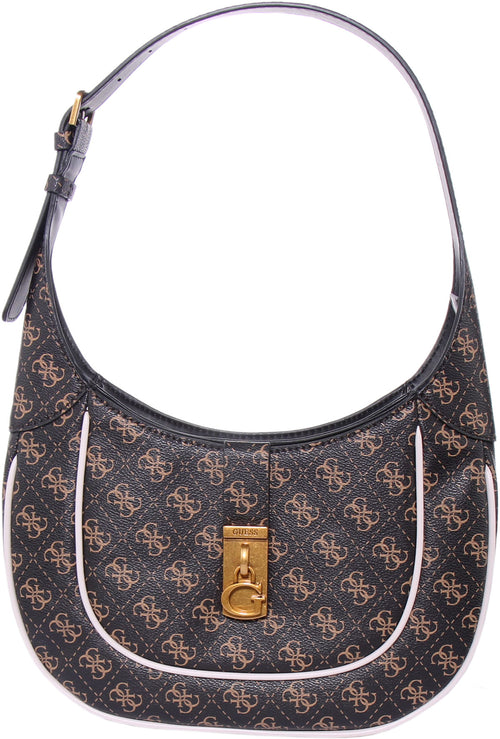 Guess Maimie Hobo Sac à main synthétique 4G à imprimé logo pour femme en brun