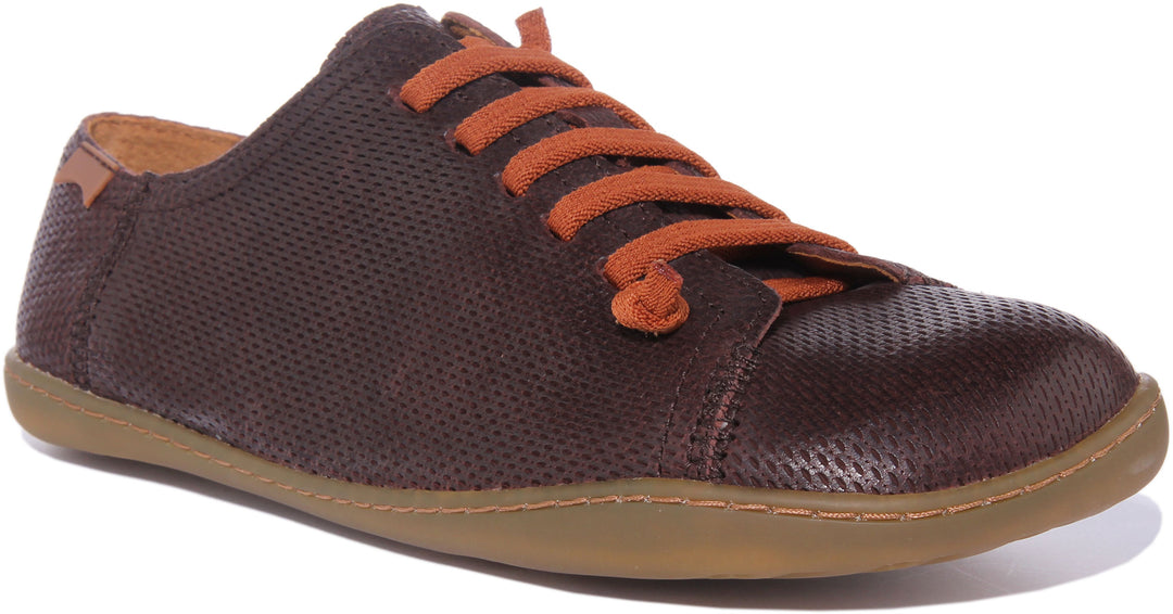 Camper Peu Cami In Brown Mens Elastic Laces Perforated Shoes