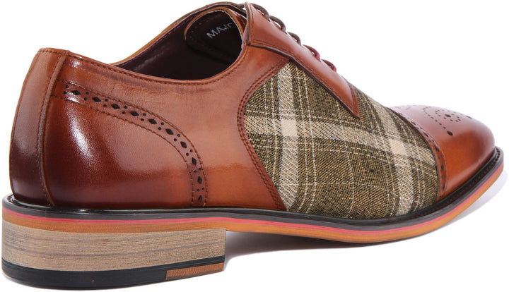 JUSTINREESS Major Chaussures Oxford à lacets en cuir à bouts pointus pour hommes en brun