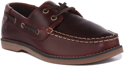 Timberland Seabury Zapato náutico clásico de 2 ojales en piel para niños en marrón