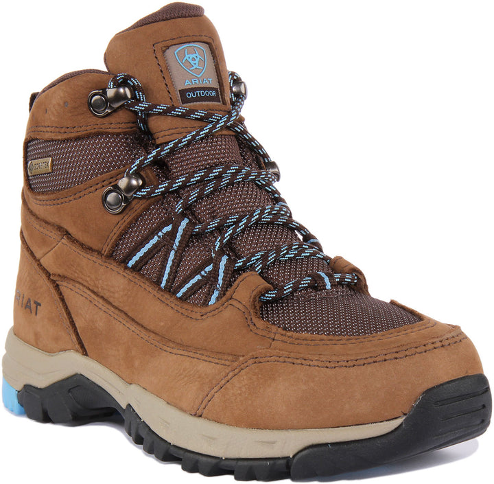 Ariat Skyline Summit Gore Tex Stivale in pelle impermeabile allacciato da donna in marrone