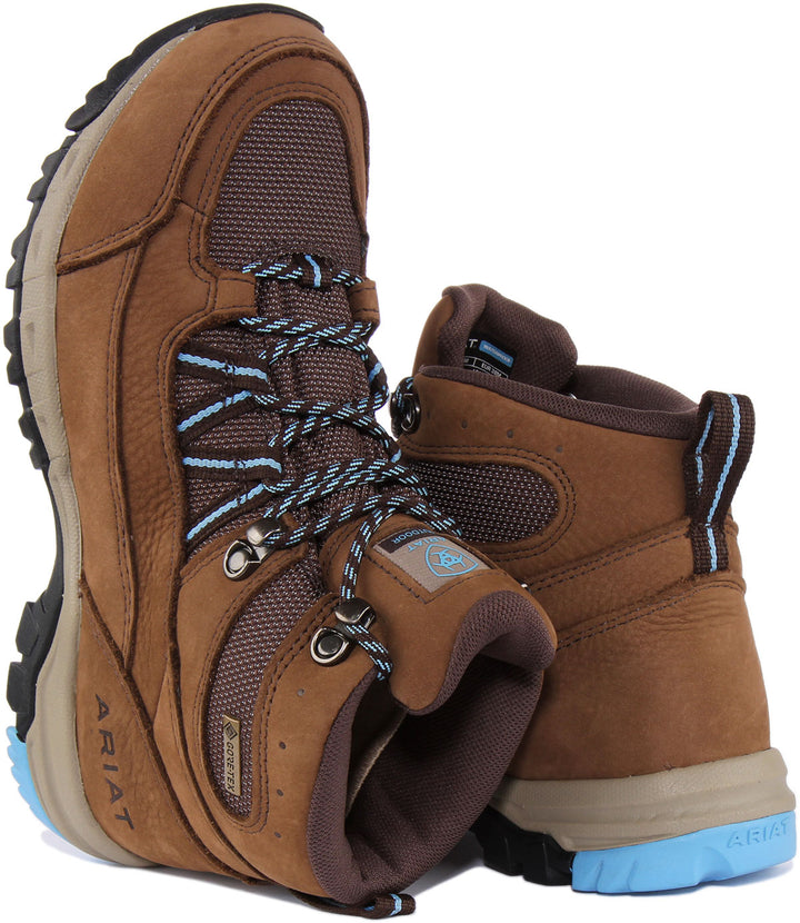 Ariat Skyline Summit Gore Tex Bottes en cuir imperméable à lacets pour femmes en brun