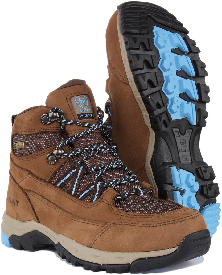 Ariat Skyline Summit Gore Tex Bottes en cuir imperméable à lacets pour femmes en brun