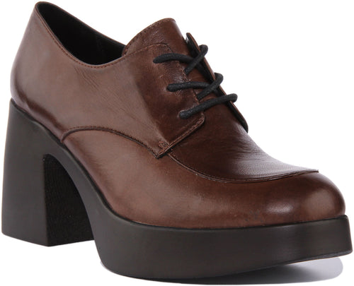 JUSTINREESS Rylan Chaussures Oxford à lacets en cuir pour femmes en brun
