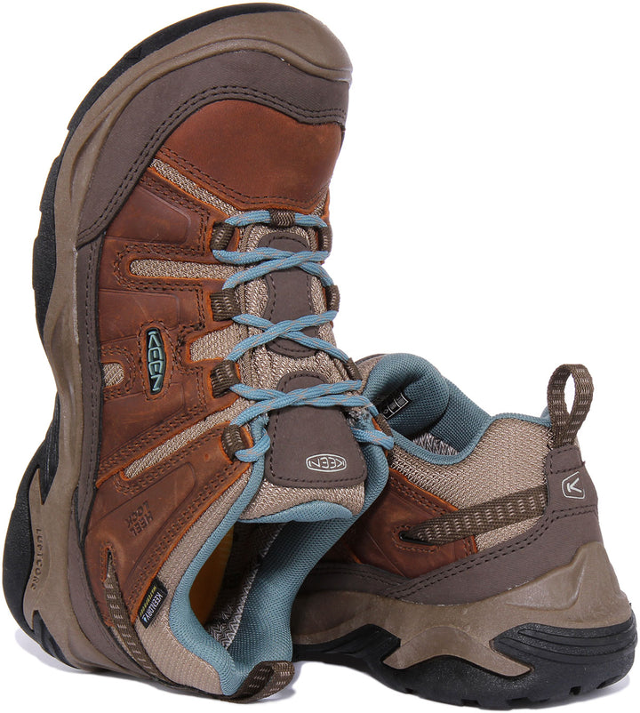 Keen Circadia Zapatillas de senderismo de malla de piel impermeable para mujer en marrón