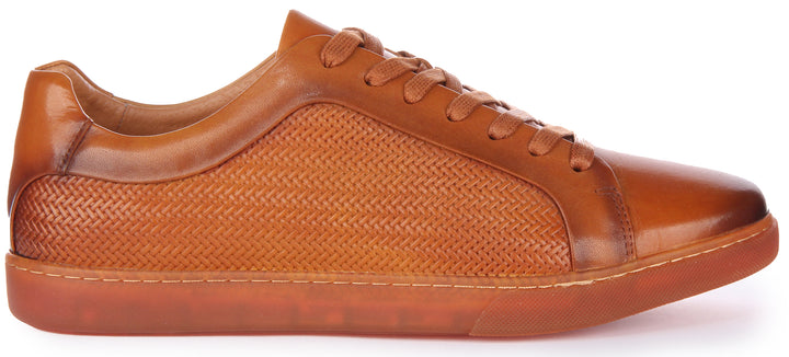 JUSTINREESS Harvey Zapatillas casual de piel con cordones para hombre en marrón