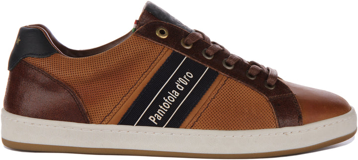 Pantofola D'Oro Melfi Uomo Low Zapatillas con cordones de ante y piel para hombre en marrón