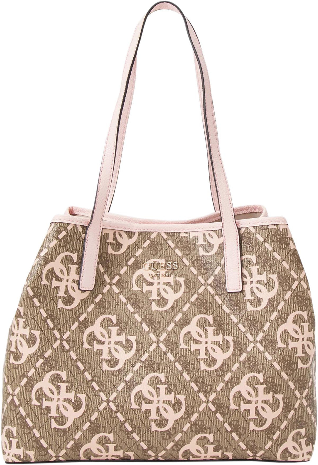 Guess Vikky Large Tote 2 in 1 Bag In Brown Pink For Women