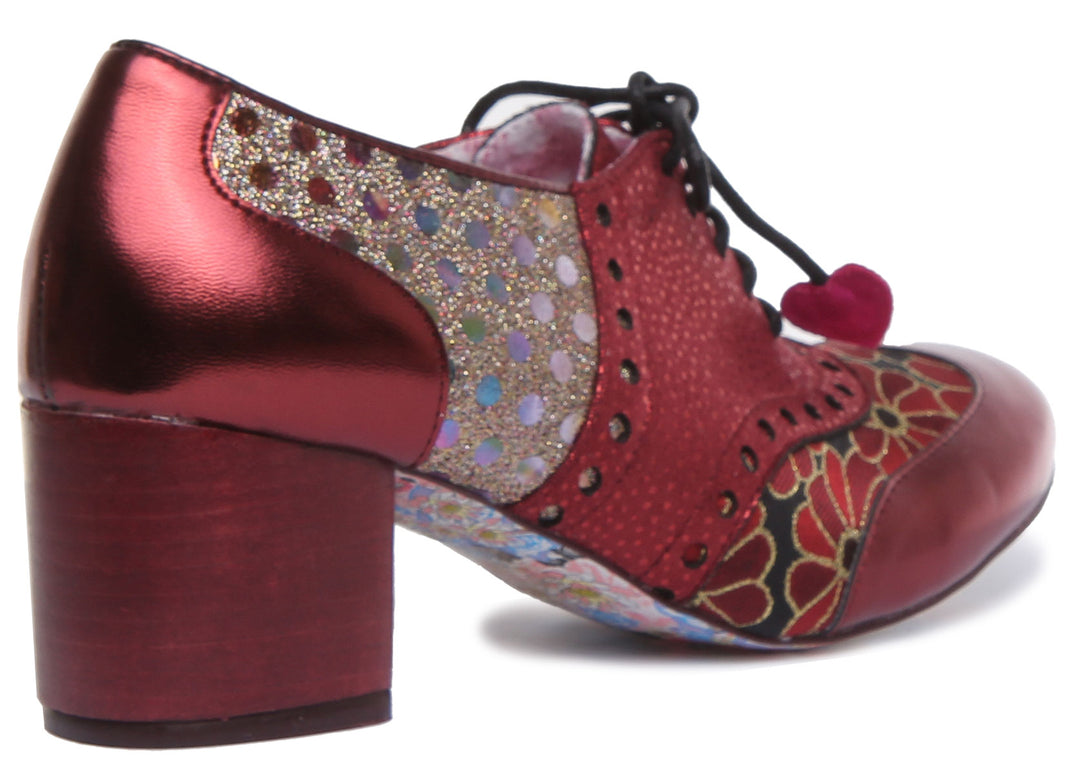 Irregular Choice Clara Bow Chaussures à lacets à talons aiguilles pour femmes de Brogue design en Bourgogne