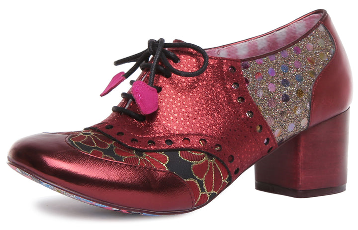 Irregular Choice Clara Bow Chaussures à lacets à talons aiguilles pour femmes de Brogue design en Bourgogne