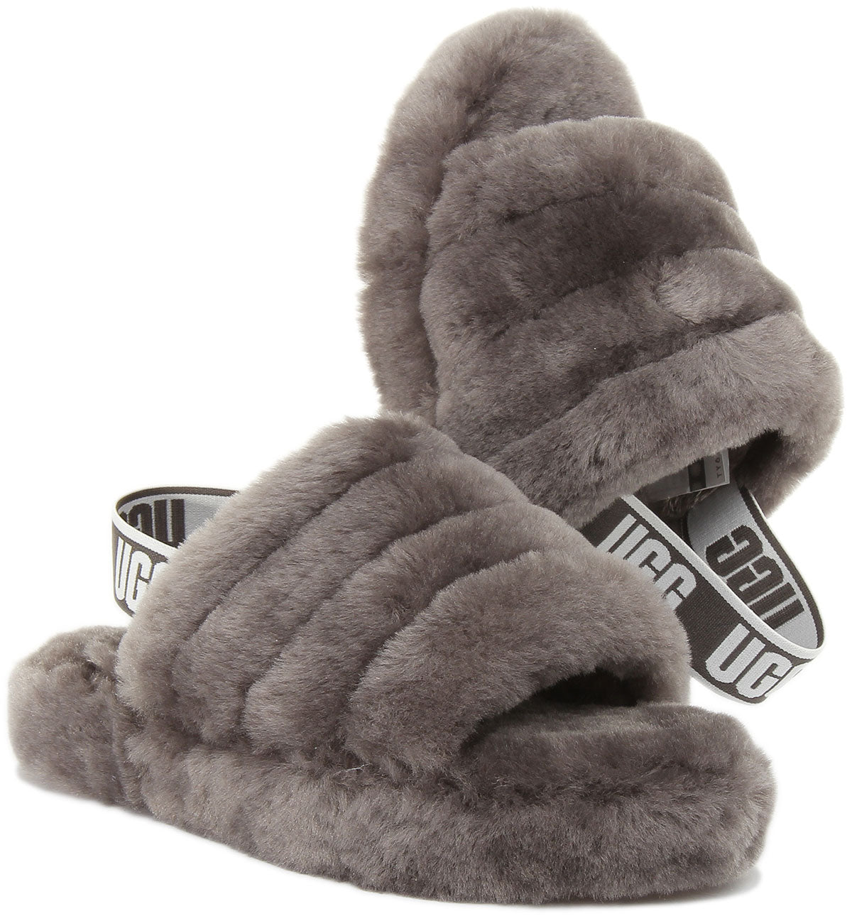 Ugg fluff deals yeah slide charcoal