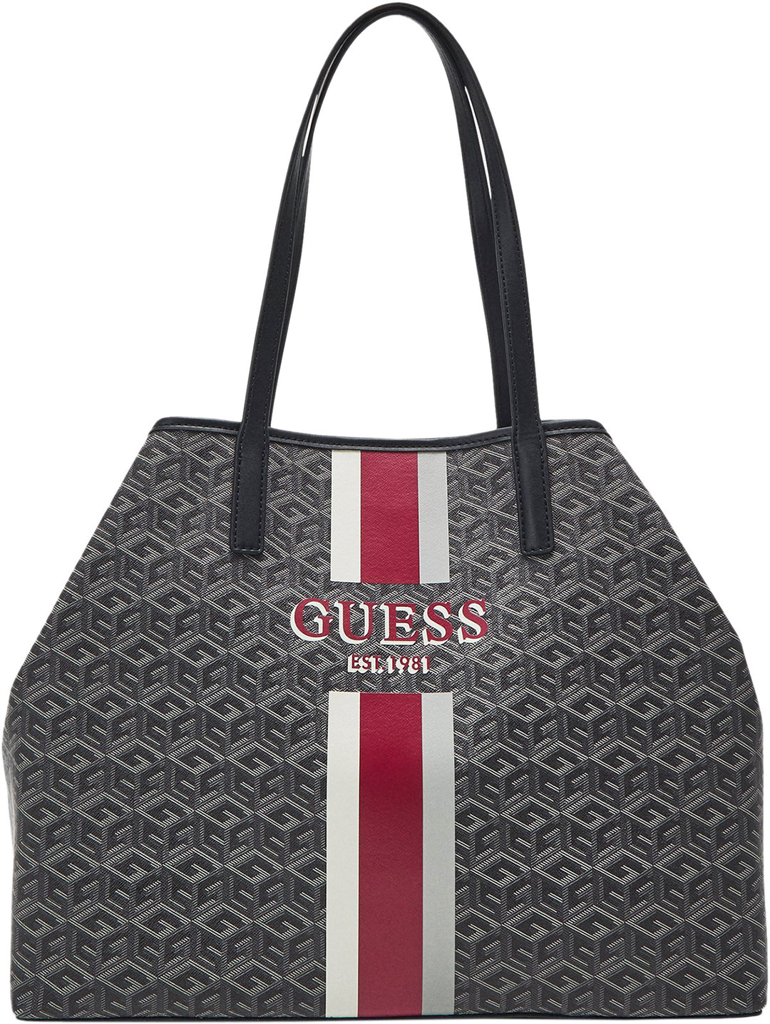 Guess Vikky Large In Cube Logo Bag Charcoal For Women