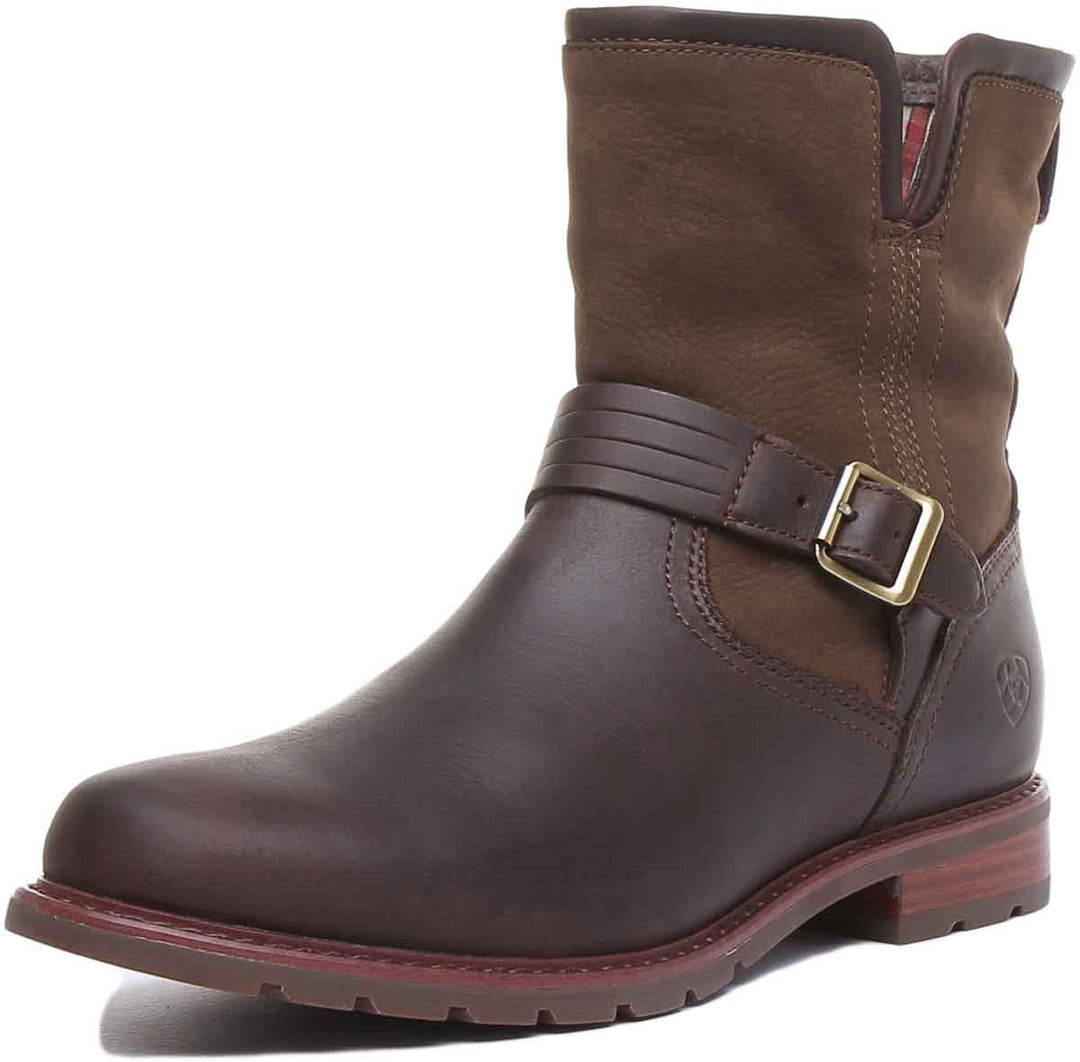 Ariat Savannah Waterproof In Choco Womens Leather Biker Boot