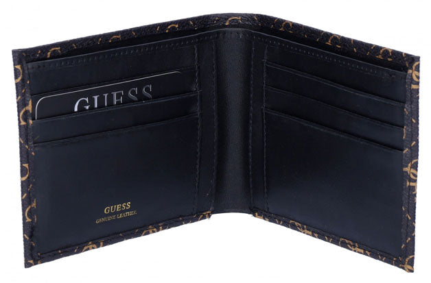 Guess Vezzola Card & Money Leather Wallet In Brown