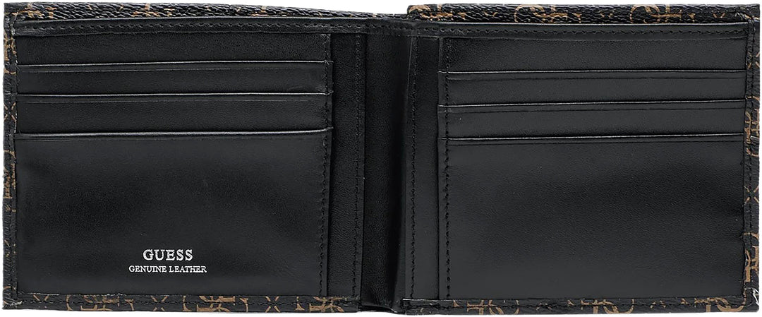 Guess Vezzola Leather Wallet In Chocobrown For Men