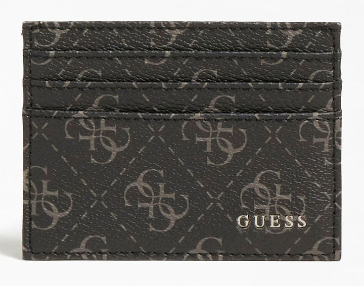 Guess Vezzola Étui à cartes de crédit en cuir imprimé logo 4G pour homme en charbon