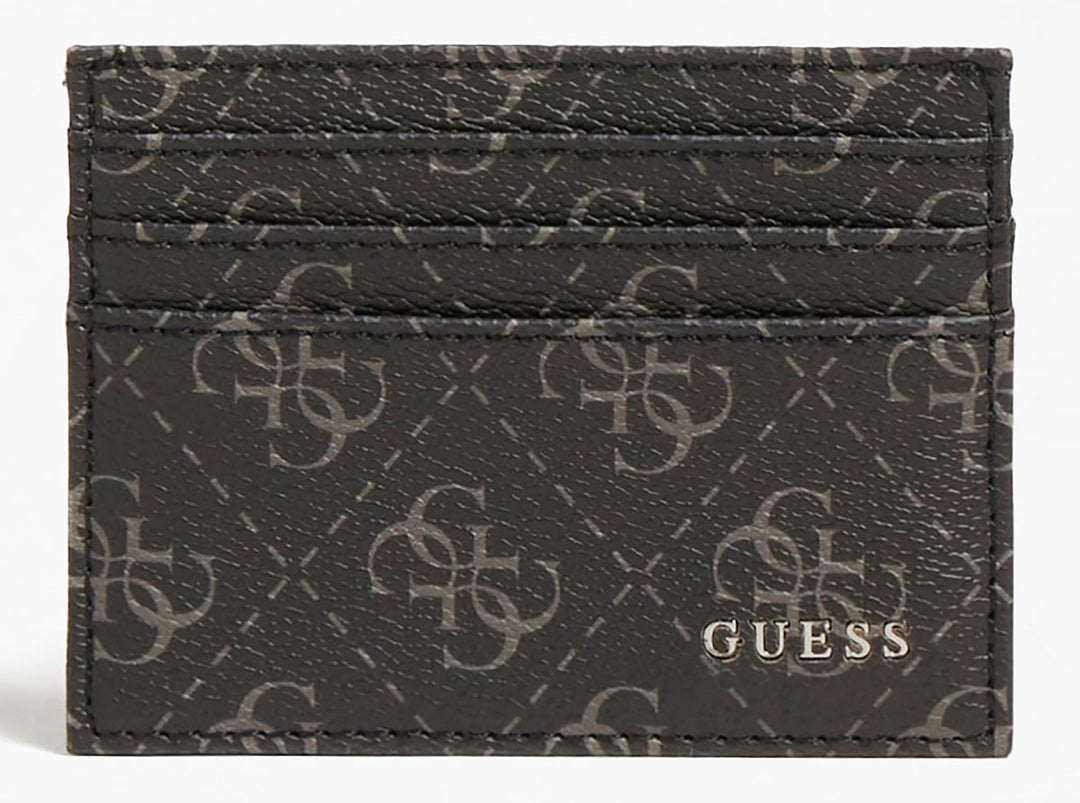 Guess Vezzola Étui à cartes de crédit en cuir imprimé logo 4G pour homme en charbon