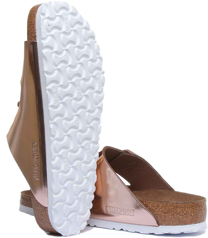 Birkenstock Arizona Frauen 2 Riemen Metallisch Sandale Mit Weichem Fußbett Kupfer