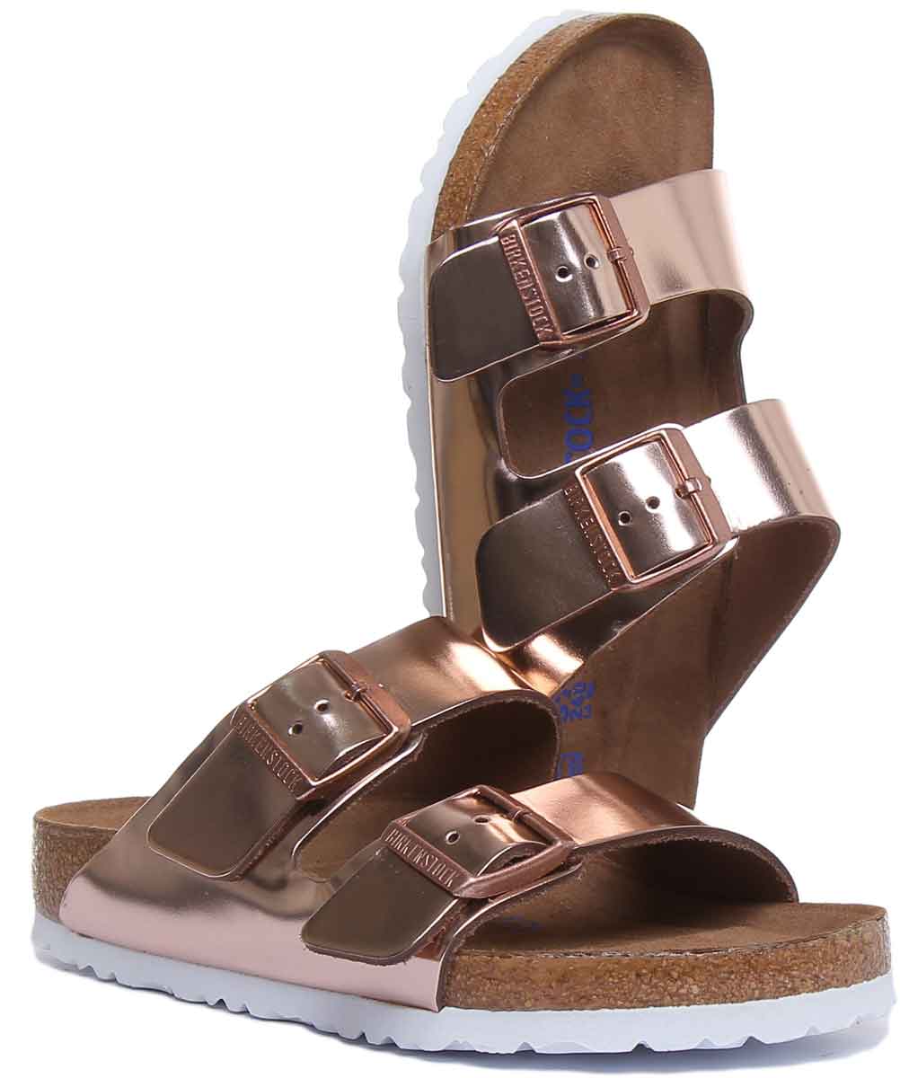 Birkenstock Arizona Frauen 2 Riemen Metallisch Sandale Mit Weichem Fußbett Kupfer