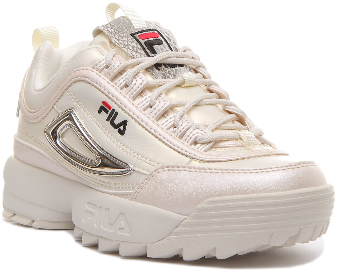 Fila Disruptor Low in Cream with Metalic Logo For Women – 4feetshoes