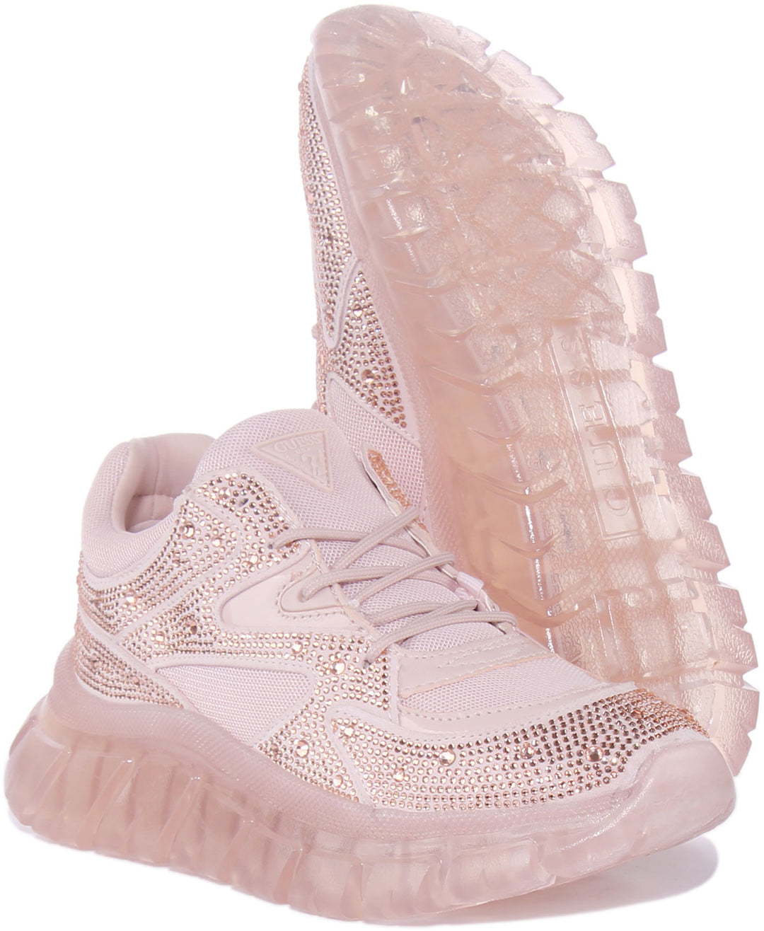 Guess Rhinestone Clarisse Zapatillas de deporte sintéticas inspiradas en el running con cordones para hombre en crema